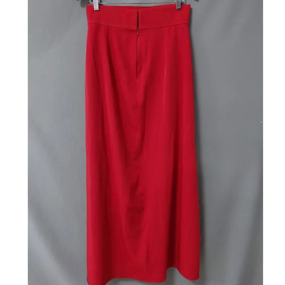 Paola Cantagalli Red Knit Elastic Waist Maxi Skirt Women See Measurements